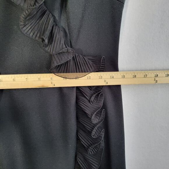 Vintage Black V-neck Ruffled Maxi Formal Dress Size 10 Goth Witch Vamp Sexy Glam - Picture 10 of 15